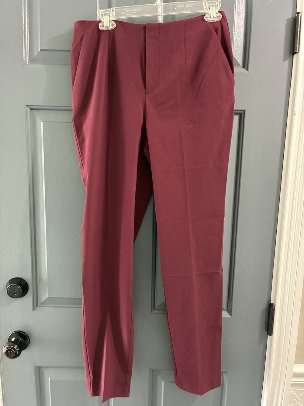 Open Edit Trousers Womens Sz M Slim High Waist Burgandy London